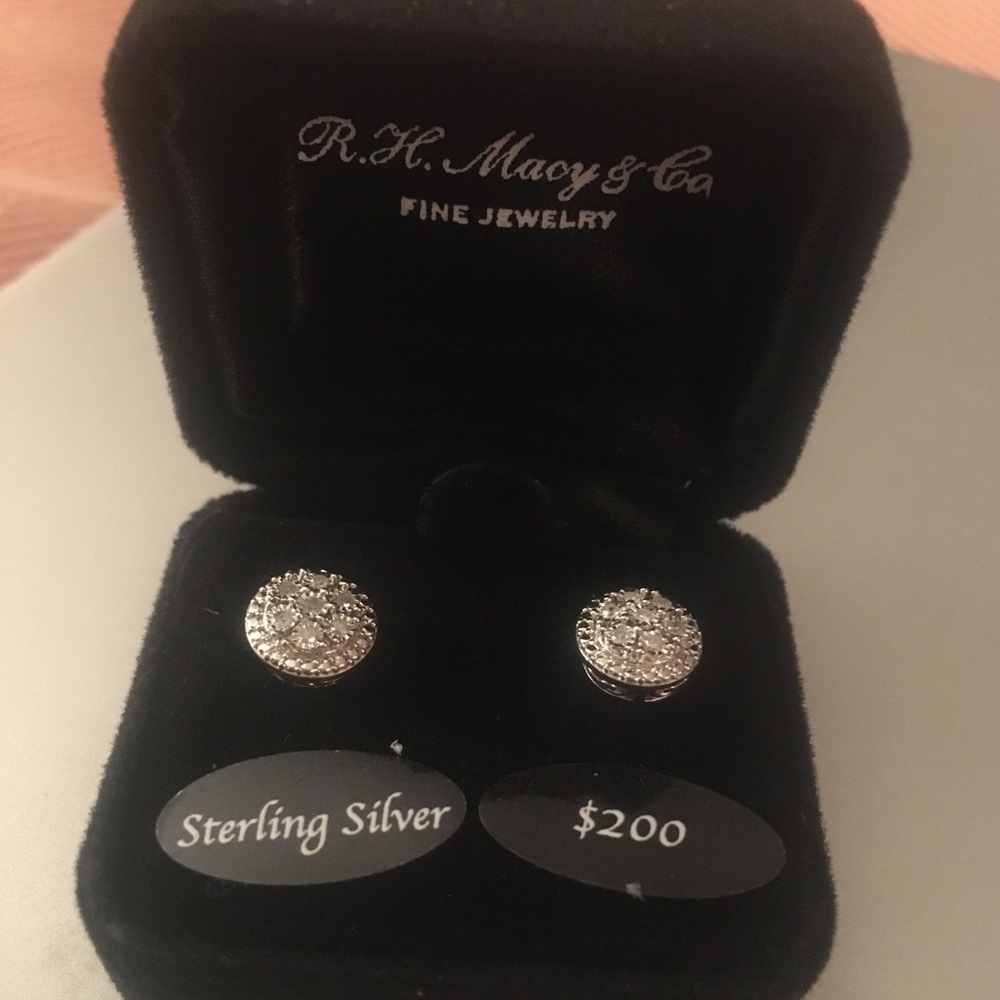 Sterling silver diamond stud earrings